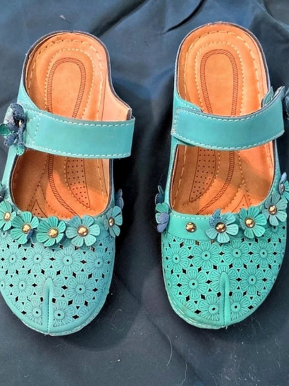 Turquoise Green Mules